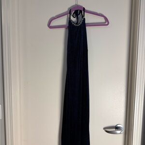 Topshop Navy Velvet Dress